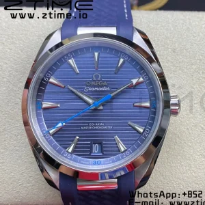 OMEGA Aqua Terra 150M Master Chronometers VSF 1:1 Best Edition Blue Dial on Blue Rubber Strap A8900 Super Clone - Super Clone Watch | 1:1 Best Version