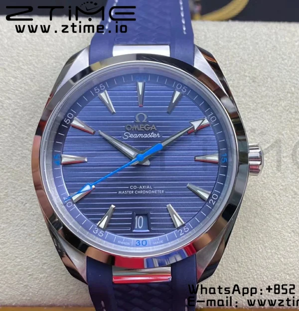 OMEGA Aqua Terra 150M Master Chronometers VSF 1:1 Best Edition Blue Dial on Blue Rubber Strap A8900 Super Clone - Super Clone Watch | 1:1 Best Version