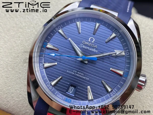 OMEGA Aqua Terra 150M Master Chronometers VSF 1:1 Best Edition Blue Dial on Blue Rubber Strap A8900 Super Clone - Super Clone Watch | 1:1 Best Version