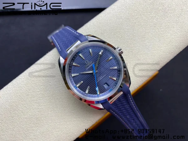 OMEGA Aqua Terra 150M Master Chronometers VSF 1:1 Best Edition Blue Dial on Blue Rubber Strap A8900 Super Clone - Super Clone Watch | 1:1 Best Version
