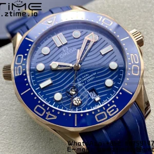 OMEGA 2018 Seamaster Diver 300M RG Blue Ceramic VSF 1:1 Best Edition Blue Dial on Blue Rubber Strap A880 - Super Clone Watch | 1:1 Best Version