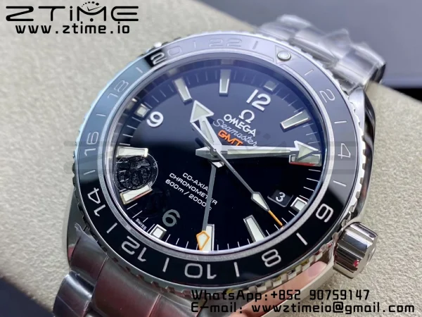 OMEGA Planet Ocean 600M Co-Axial GMT 43.5mm VSF 1:1 Best Edition Black Dial Orange Markers on SS Bracelet A8605 Super Clone - Super Clone Watch | 1:1 Best Version