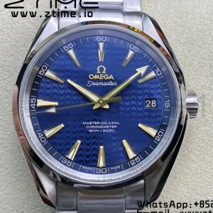 OMEGA Aqua Terra 150M SS VSF 1:1 Best Edition Blue Wave Textured Dial YG Hand on SS Bracelet A8500 Super Clone - Super Clone Watch | 1:1 Best Version