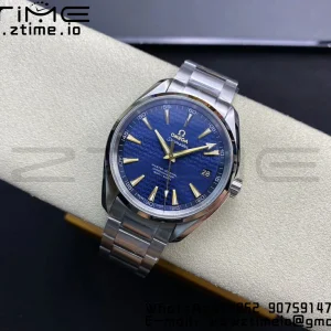 OMEGA Aqua Terra 150M SS VSF 1:1 Best Edition Blue Wave Textured Dial YG Hand on SS Bracelet A8500 Super Clone - Super Clone Watch | 1:1 Best Version