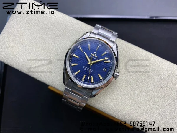 OMEGA Aqua Terra 150M SS VSF 1:1 Best Edition Blue Wave Textured Dial YG Hand on SS Bracelet A8500 Super Clone - Super Clone Watch | 1:1 Best Version