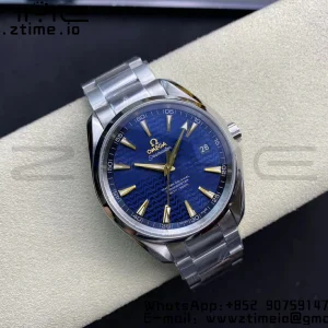 OMEGA Aqua Terra 150M SS VSF 1:1 Best Edition Blue Wave Textured Dial YG Hand on SS Bracelet A8500 Super Clone - Super Clone Watch | 1:1 Best Version