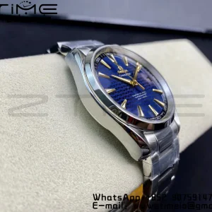 OMEGA Aqua Terra 150M SS VSF 1:1 Best Edition Blue Wave Textured Dial YG Hand on SS Bracelet A8500 Super Clone - Super Clone Watch | 1:1 Best Version