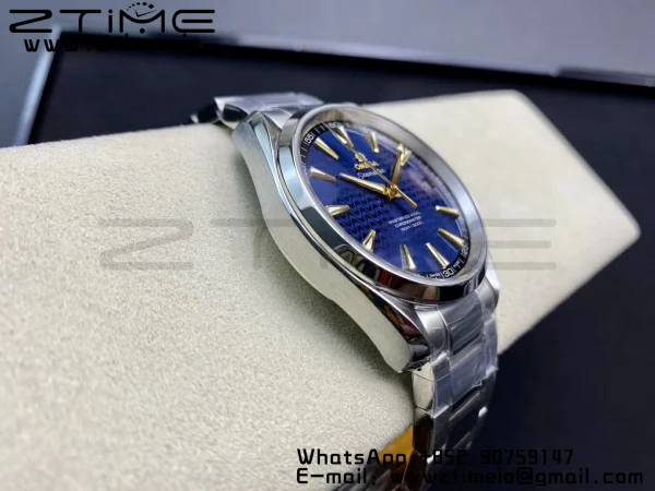 OMEGA Aqua Terra 150M SS VSF 1:1 Best Edition Blue Wave Textured Dial YG Hand on SS Bracelet A8500 Super Clone - Super Clone Watch | 1:1 Best Version