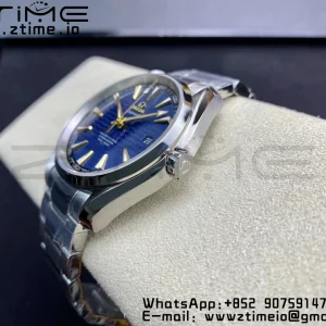 OMEGA Aqua Terra 150M SS VSF 1:1 Best Edition Blue Wave Textured Dial YG Hand on SS Bracelet A8500 Super Clone - Super Clone Watch | 1:1 Best Version