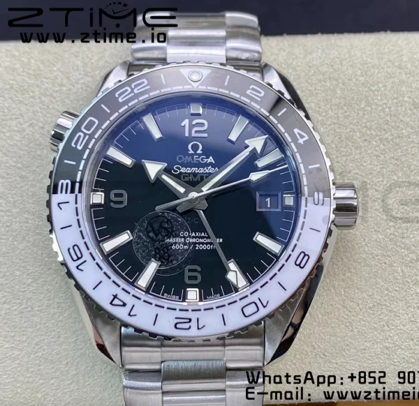 OMEGA Planet Ocean 600M 'Tai Chi' GMT 43.5mm VSF 1:1 Best Edition Black/White Ceramic Bezel and Dial on SS Bracelet A8906 Super Clone - Super Clone Watch | 1:1 Best Version