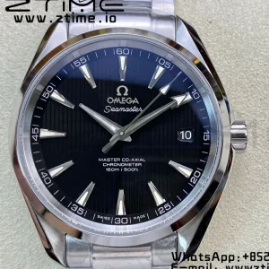 OMEGA Aqua Terra 150M SS VSF 1:1 Best Edition Black Textured Dial Silver Markers on SS Bracelet A8500 Super Clone - Super Clone Watch | 1:1 Best Version