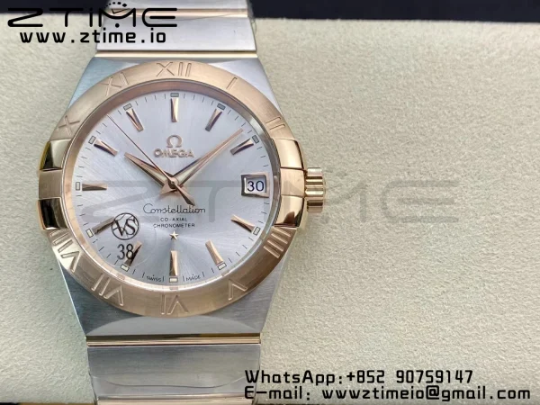 OMEGA Constellation 38mm SS/RG VSF 1:1 Best Edition Silver Dial Stick Markers on SS/RG Bracelet A8500 Super Clone - Super Clone Watch | 1:1 Best Version