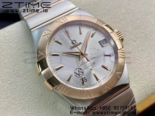 OMEGA Constellation 38mm SS/RG VSF 1:1 Best Edition Silver Dial Stick Markers on SS/RG Bracelet A8500 Super Clone - Super Clone Watch | 1:1 Best Version