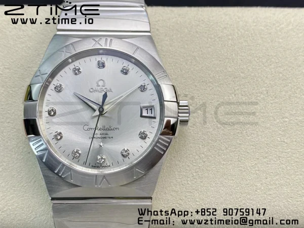 OMEGA Constellation 38mm SS VSF 1:1 Best Edition Silver Dial Diamonds Markers on SS Bracelet A8500 Super Clone - Super Clone Watch | 1:1 Best Version