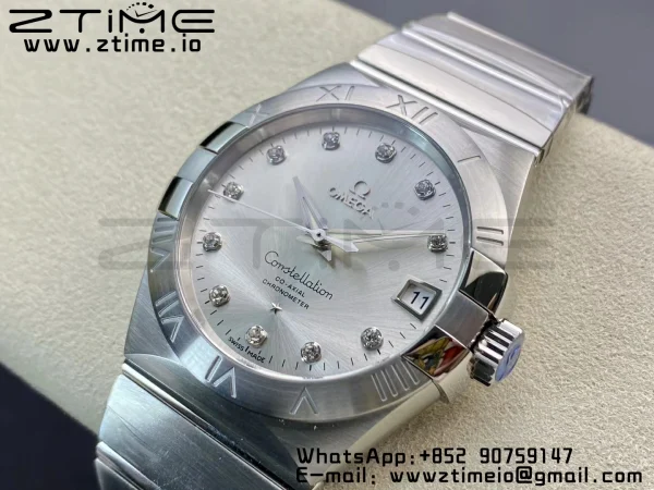 OMEGA Constellation 38mm SS VSF 1:1 Best Edition Silver Dial Diamonds Markers on SS Bracelet A8500 Super Clone - Super Clone Watch | 1:1 Best Version
