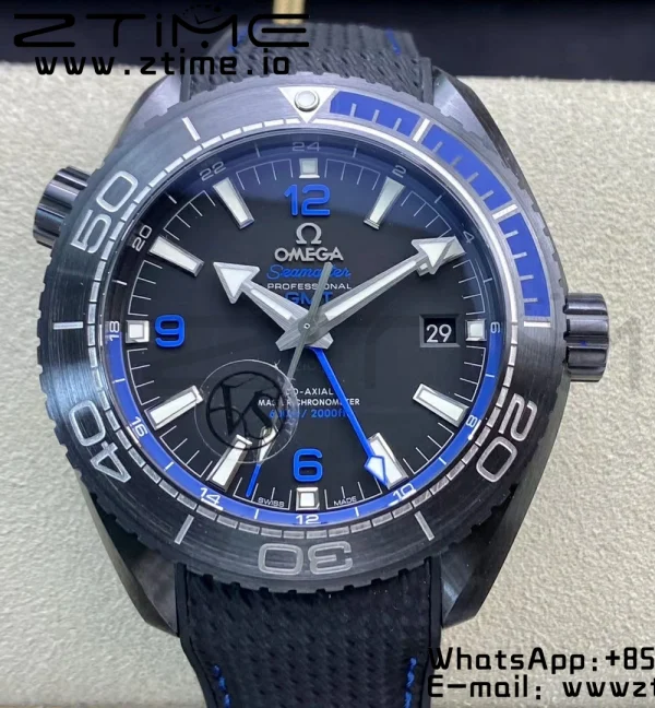 OMEGA Planet Ocean 45.5mm Deep Black blue Real Ceramic VSF 1:1 Best Edition on Black Nylon Strap A8906 Super Clone - Super Clone Watch | 1:1 Best Version