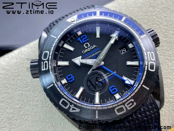 OMEGA Planet Ocean 45.5mm Deep Black blue Real Ceramic VSF 1:1 Best Edition on Black Nylon Strap A8906 Super Clone - Super Clone Watch | 1:1 Best Version