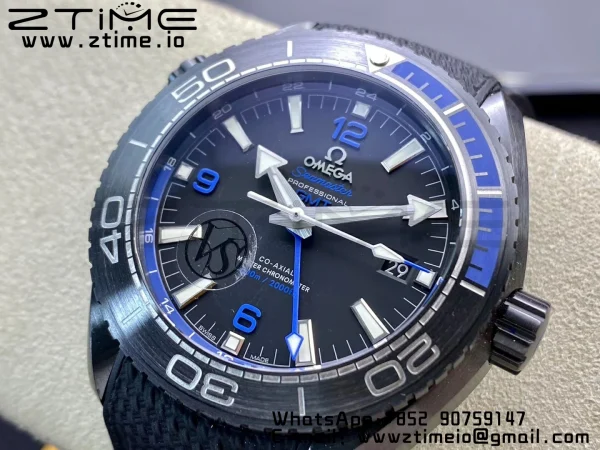 OMEGA Planet Ocean 45.5mm Deep Black blue Real Ceramic VSF 1:1 Best Edition on Black Nylon Strap A8906 Super Clone - Super Clone Watch | 1:1 Best Version