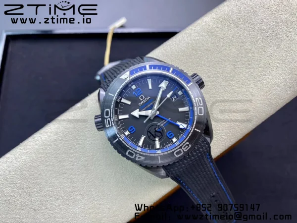 OMEGA Planet Ocean 45.5mm Deep Black blue Real Ceramic VSF 1:1 Best Edition on Black Nylon Strap A8906 Super Clone - Super Clone Watch | 1:1 Best Version