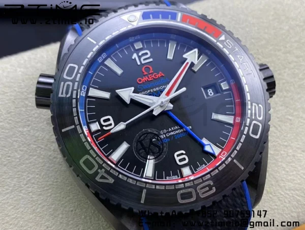 OMEGA Planet Ocean GMT 45.5mm ETNZ "Deep Black" Real Ceramic VSF 1:1 Best Edition on Black Nylon Strap A8906 Super Clone - Super Clone Watch | 1:1 Best Version