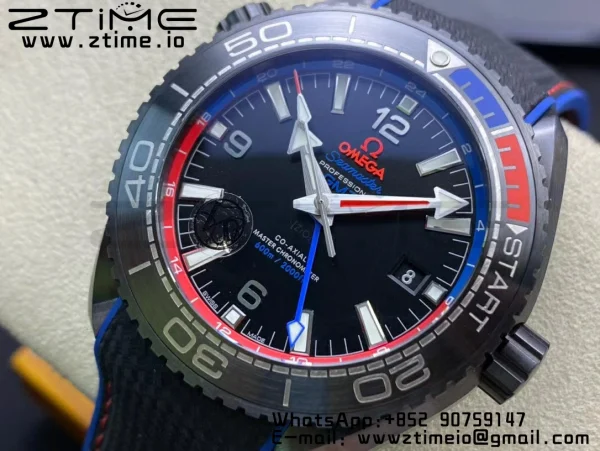 OMEGA Planet Ocean GMT 45.5mm ETNZ "Deep Black" Real Ceramic VSF 1:1 Best Edition on Black Nylon Strap A8906 Super Clone - Super Clone Watch | 1:1 Best Version