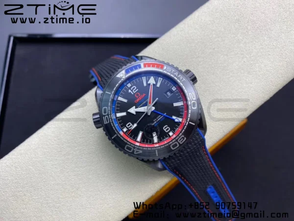 OMEGA Planet Ocean GMT 45.5mm ETNZ "Deep Black" Real Ceramic VSF 1:1 Best Edition on Black Nylon Strap A8906 Super Clone - Super Clone Watch | 1:1 Best Version