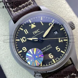 IWC Mark XVIII IW327006 Titanium M+F 1:1 Best Edition Black Dial on Brown Leather Strap A35111 - Super Clone Watch | 1:1 Best Version