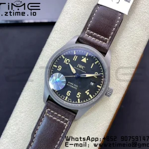 IWC Mark XVIII IW327006 Titanium M+F 1:1 Best Edition Black Dial on Brown Leather Strap A35111 - Super Clone Watch | 1:1 Best Version