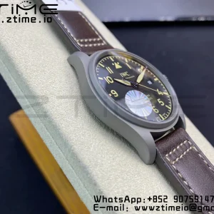IWC Mark XVIII IW327006 Titanium M+F 1:1 Best Edition Black Dial on Brown Leather Strap A35111 - Super Clone Watch | 1:1 Best Version