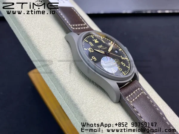 IWC Mark XVIII IW327006 Titanium M+F 1:1 Best Edition Black Dial on Brown Leather Strap A35111 - Super Clone Watch | 1:1 Best Version