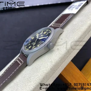 IWC Mark XVIII IW327006 Titanium M+F 1:1 Best Edition Black Dial on Brown Leather Strap A35111 - Super Clone Watch | 1:1 Best Version