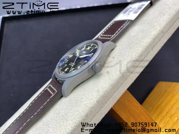 IWC Mark XVIII IW327006 Titanium M+F 1:1 Best Edition Black Dial on Brown Leather Strap A35111 - Super Clone Watch | 1:1 Best Version