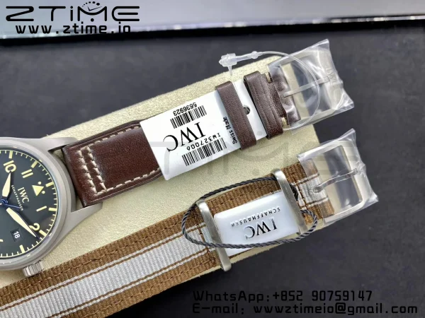 IWC Mark XVIII IW327006 Titanium M+F 1:1 Best Edition Black Dial on Brown Leather Strap A35111 - Super Clone Watch | 1:1 Best Version