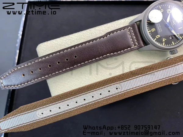 IWC Mark XVIII IW327006 Titanium M+F 1:1 Best Edition Black Dial on Brown Leather Strap A35111 - Super Clone Watch | 1:1 Best Version