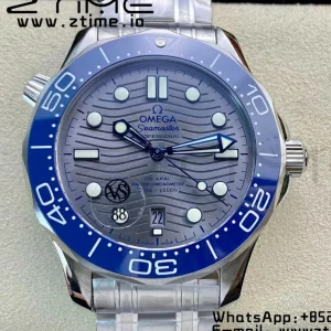 OMEGA Seamaster Diver 2018 300M VSF Best Edition Blue Ceramic Gray Dial on SS Bracelet A8800 - Super Clone Watch | 1:1 Best Version