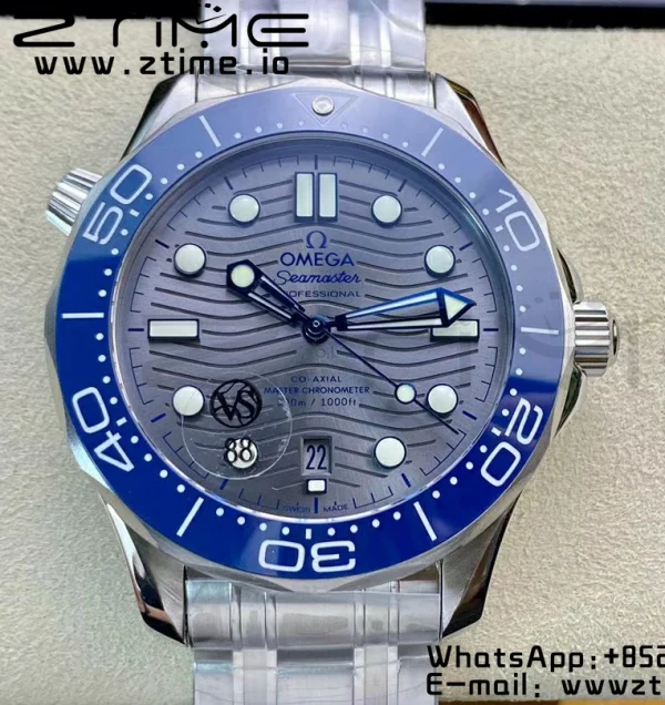 OMEGA Seamaster Diver 2018 300M VSF Best Edition Blue Ceramic Gray Dial on SS Bracelet A8800 - Super Clone Watch | 1:1 Best Version