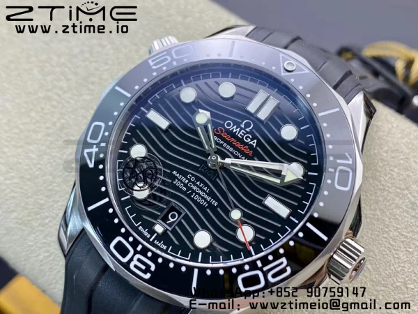 OMEGA Seamaster 2018 Diver 300M VSF 1:1 Best Edition Black Ceramic Black Dial on Black Rubber Strap A8800 V2 - Super Clone Watch | 1:1 Best Version