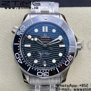 OMEGA Seamaster Diver 300M VSF 1:1 Best Edition Black Ceramic Black Dial on SS Bracelet A8800 V2 (Black Balance Wheel) - Super Clone Watch | 1:1 Best Version