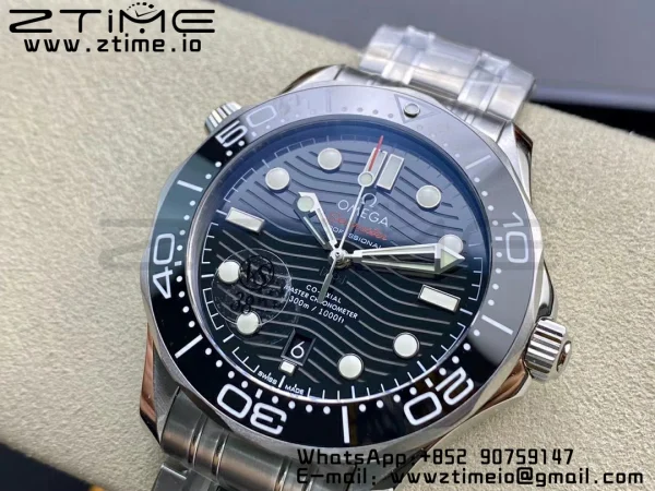 OMEGA Seamaster Diver 300M VSF 1:1 Best Edition Black Ceramic Black Dial on SS Bracelet A8800 V2 (Black Balance Wheel) - Super Clone Watch | 1:1 Best Version