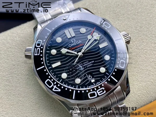 OMEGA Seamaster Diver 300M VSF 1:1 Best Edition Black Ceramic Black Dial on SS Bracelet A8800 V2 (Black Balance Wheel) - Super Clone Watch | 1:1 Best Version