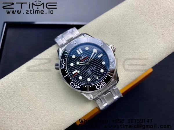 OMEGA Seamaster Diver 300M VSF 1:1 Best Edition Black Ceramic Black Dial on SS Bracelet A8800 V2 (Black Balance Wheel) - Super Clone Watch | 1:1 Best Version