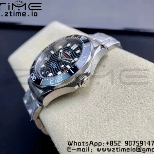 OMEGA Seamaster Diver 300M VSF 1:1 Best Edition Black Ceramic Black Dial on SS Bracelet A8800 V2 (Black Balance Wheel) - Super Clone Watch | 1:1 Best Version