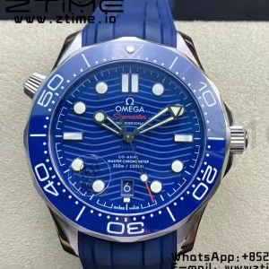OMEGA Seamaster Diver 300M VSF 1:1 Best Edition Blue Ceramic Blue Dial on Blue Rubber Strap A8800 V2 - Super Clone Watch | 1:1 Best Version