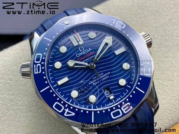 OMEGA Seamaster Diver 300M VSF 1:1 Best Edition Blue Ceramic Blue Dial on Blue Rubber Strap A8800 V2 - Super Clone Watch | 1:1 Best Version
