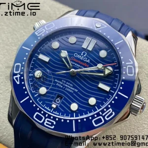 OMEGA Seamaster Diver 300M VSF 1:1 Best Edition Blue Ceramic Blue Dial on Blue Rubber Strap A8800 V2 - Super Clone Watch | 1:1 Best Version