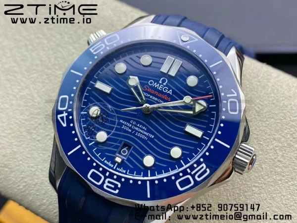 OMEGA Seamaster Diver 300M VSF 1:1 Best Edition Blue Ceramic Blue Dial on Blue Rubber Strap A8800 V2 - Super Clone Watch | 1:1 Best Version