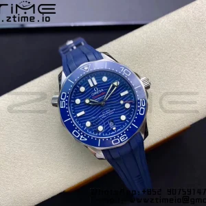 OMEGA Seamaster Diver 300M VSF 1:1 Best Edition Blue Ceramic Blue Dial on Blue Rubber Strap A8800 V2 - Super Clone Watch | 1:1 Best Version