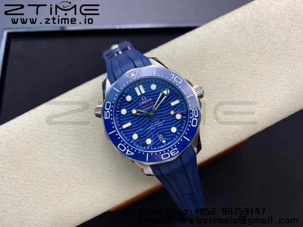 OMEGA Seamaster Diver 300M VSF 1:1 Best Edition Blue Ceramic Blue Dial on Blue Rubber Strap A8800 V2 - Super Clone Watch | 1:1 Best Version