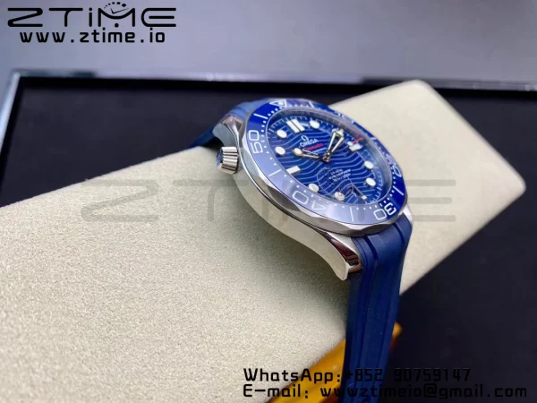 OMEGA Seamaster Diver 300M VSF 1:1 Best Edition Blue Ceramic Blue Dial on Blue Rubber Strap A8800 V2 - Super Clone Watch | 1:1 Best Version