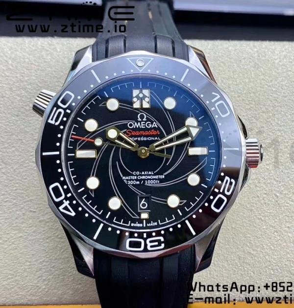 OMEGA Seamaster Diver 300M 007 James Bond VSF 1:1 Best Edition On Black Rubber Strap A8800 - Super Clone Watch | 1:1 Best Version